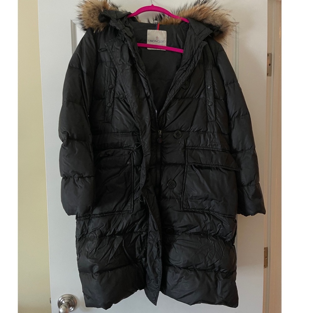 Moncler Authentic Longline Black Fur Winter Coat